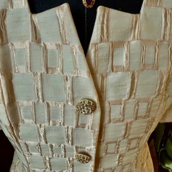 Victor Costa for Nahdreé Jacket Skirt 2 Pc Set,Blush Peach, Elegant Suit Sz 10 - Picture 3 of 16